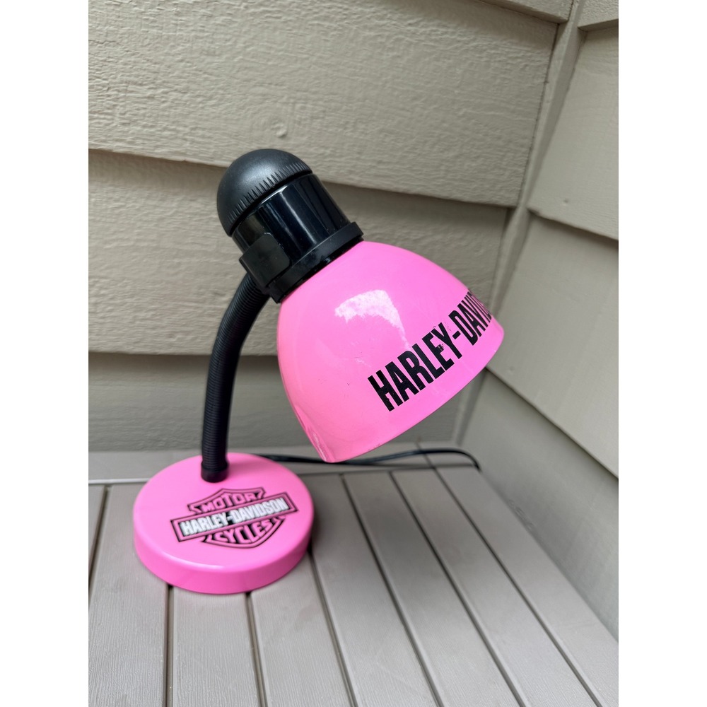 Harley-Davidson Pink Desk Lamp Logo Biker Decor Metal Works